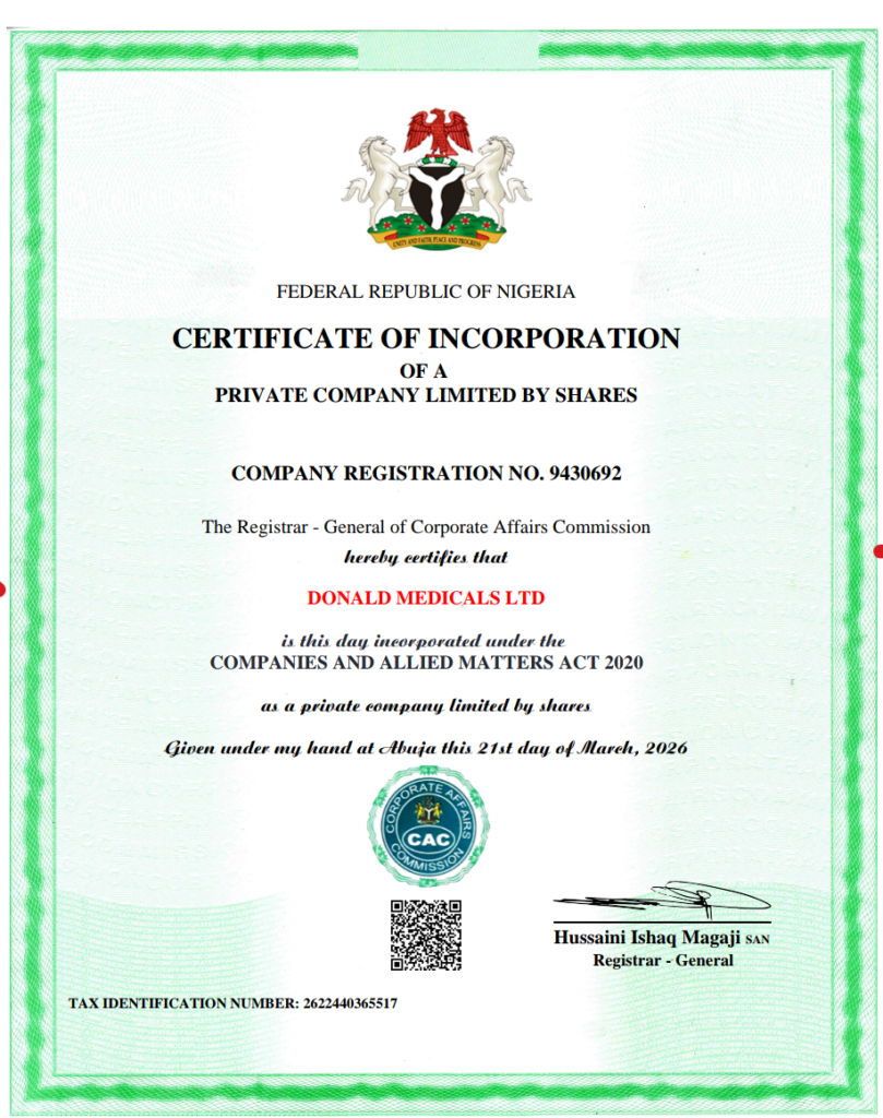 DONALD.NG is fully registred and recorgnized by CAC.